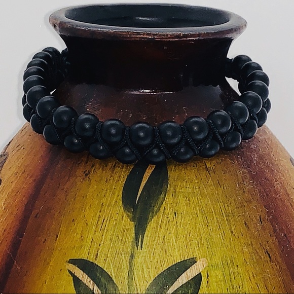 Matte double black onyx beaded bracelet - Picture 2 of 3